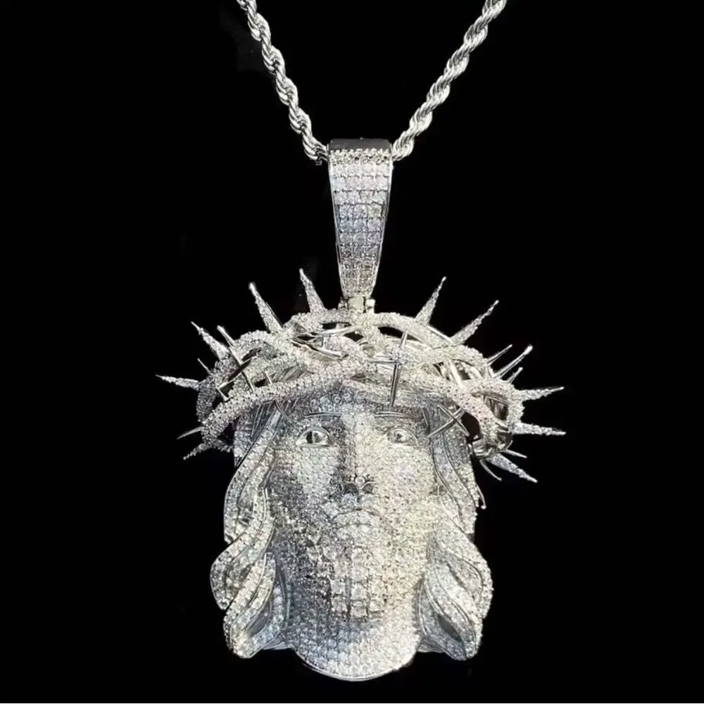Silver Jesus pendant with rope chain 24inch